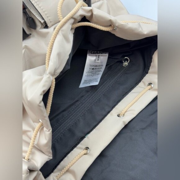 🆕 GANNI 🧿 NWT Taupe Oyster Gray Recycled Tech Backpack - Picture 11 of 12